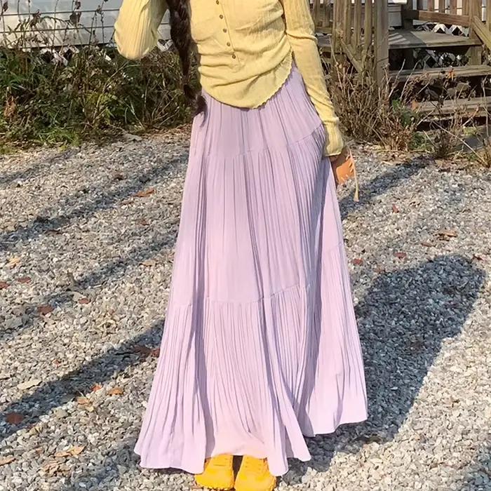 Jupe midi élégante violette à ourlet asymétrique pour femme