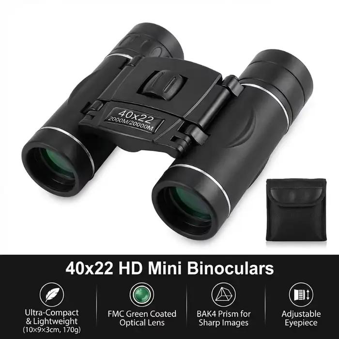 Jumelles HD 40x22, jumelles pliantes mini télescopiques