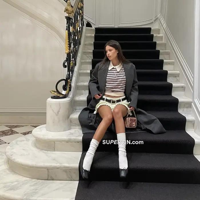Vêtements d'été Tweed jupe plissée femmes noir Mini jupes pour femme Preppy taille basse
