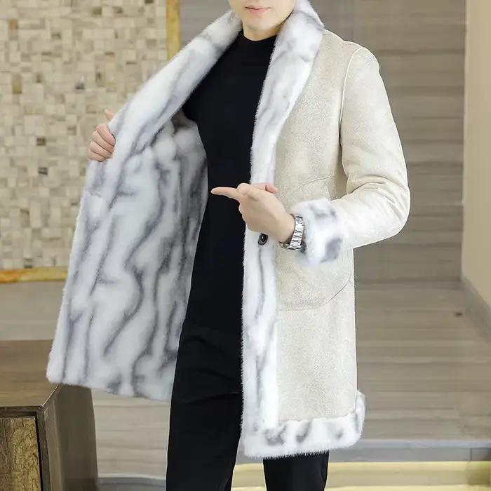 Double face portable mi-longue épaisse fourrure coupe-vent veste 2025 hiver décontracté chaud en peluche pardessus vêtements d'extérieur polaire Trench manteaux