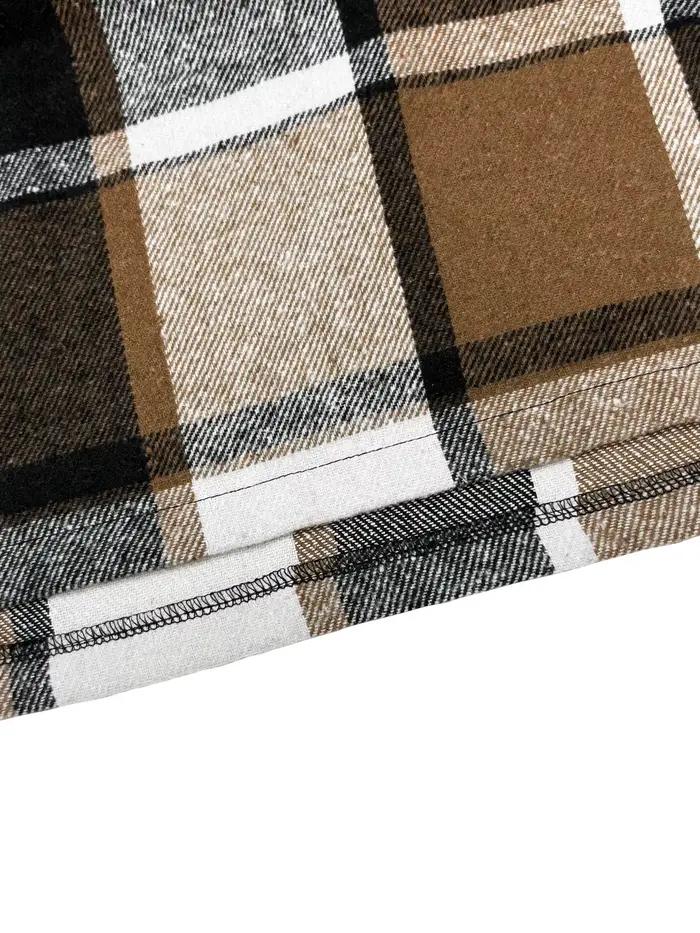 Jupe midi courte imprimée à carreaux, adaptée à un usage quotidien en automne et en hiver.