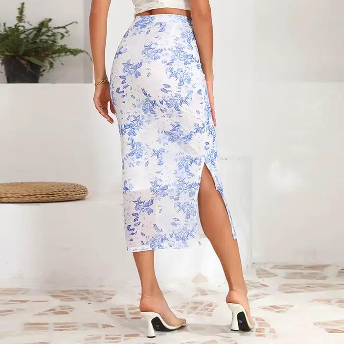 Jupe midi pour femme avec imprimé résille sexy