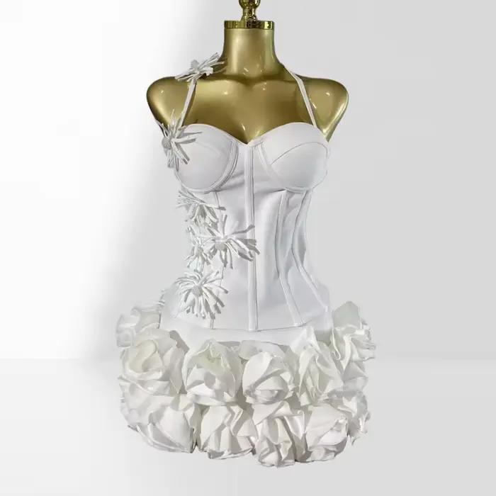 Y-Florlas-Ensemble de mini jupe à lacets sans bretelles pour femmes