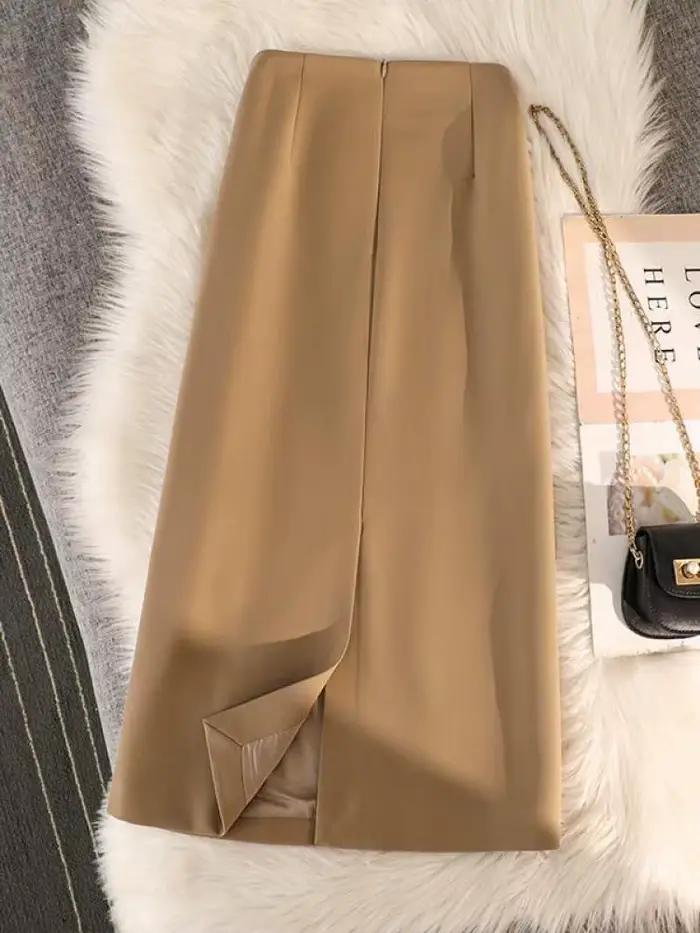 Jupe crayon taille haute zippée au dos pour femme
