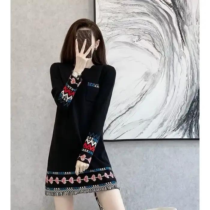 Robe tricotée à bascule pour femme, jupe pull de Style français, nouvelle collection automne-hiver