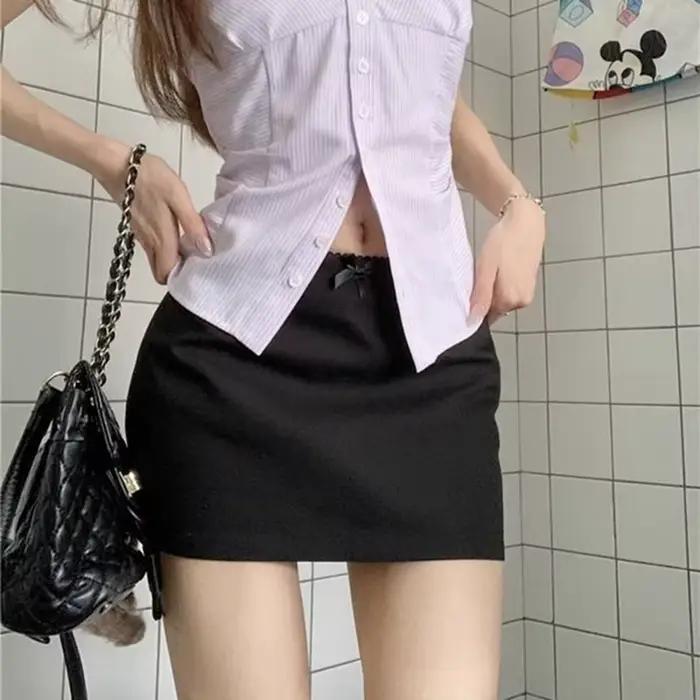 Été femme classique concepteur taille haute jupe courte filles Chic mode nœuds papillon Mini robe dame coupe ajustée