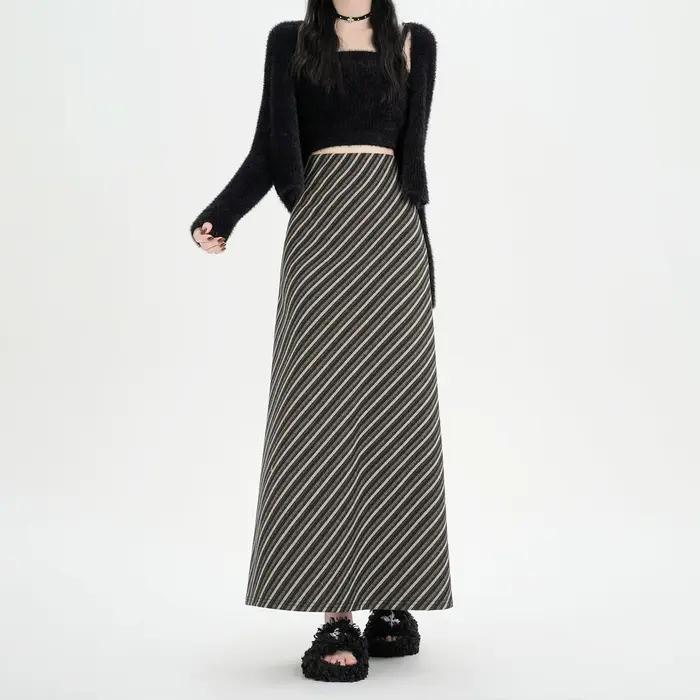 Jupe mi-longue amincissante taille haute pour femmes