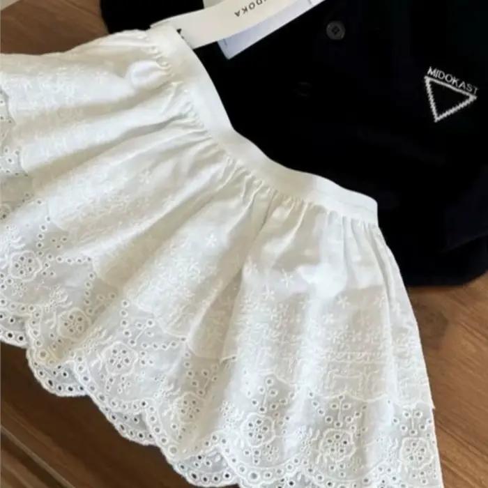 Jupe en dentelle florale en coton pour bébés filles, vêtements de princesse pour tout-petits, vêtements en couches solides pour enfants, 3 à 10 ans, mode
