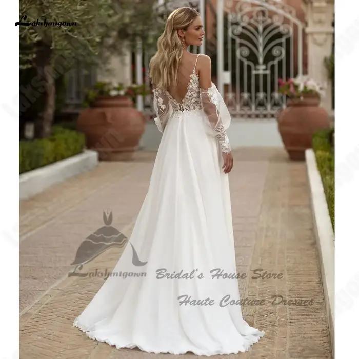 Lakshmigown gonflé à manches longues Boho robes de mariée pour les femmes 2025 personnalisé mariée plage robes de mariée Robe Mariage
