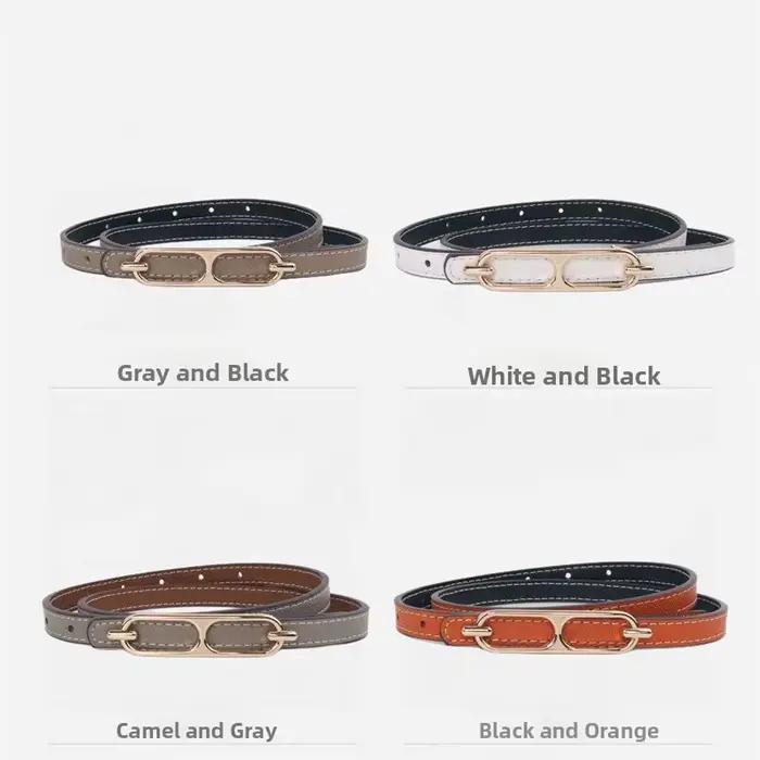Ceinture fine en cuir véritable pour femme, ceinture décorative pour jupe, style simple, boucle en alliage, accessoire de mode pour femme