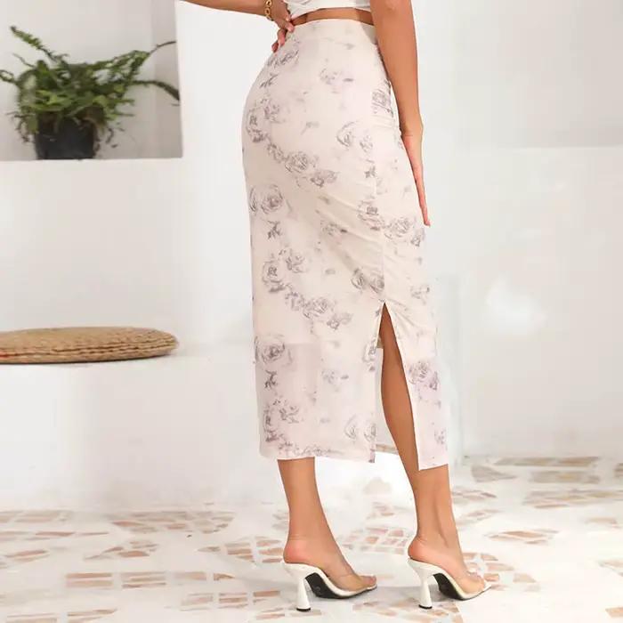 Jupe midi pour femme avec imprimé résille sexy