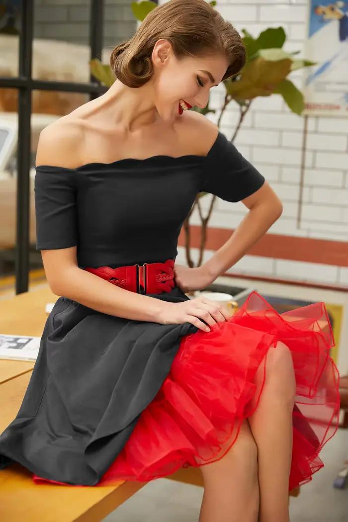 Rockabilly-Jupon de mariage des années 90 pour fille