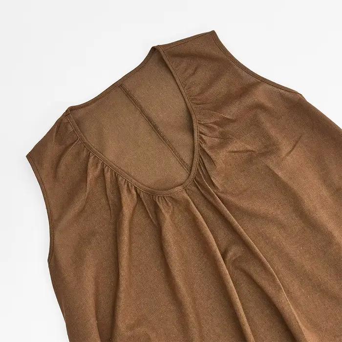 Robe longue décontractée et élégante en lin sans manches pour femme