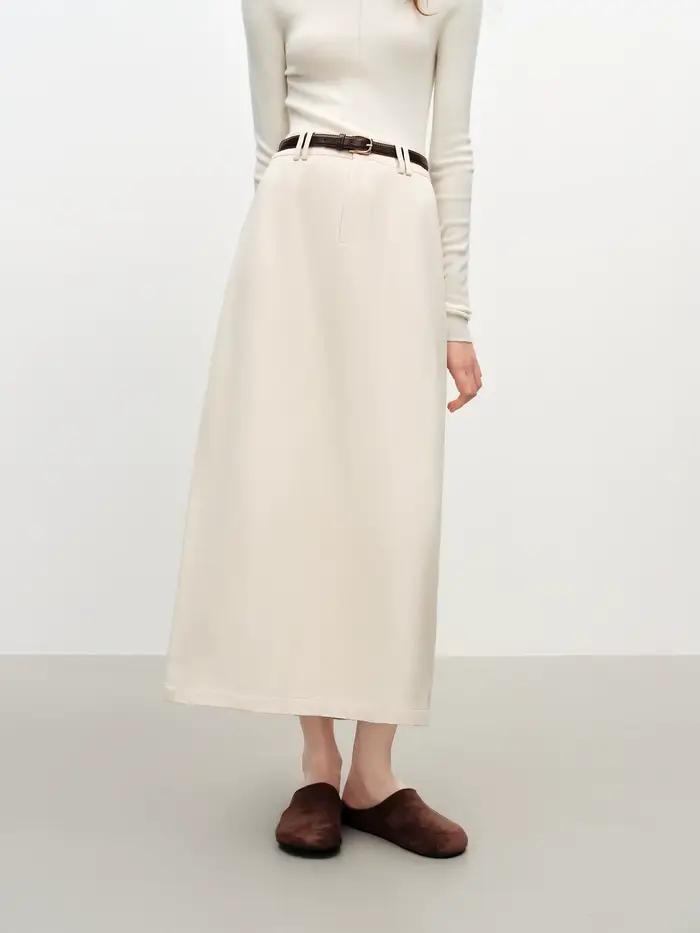 FSLE – jupe droite Extra longue en coton pour femmes