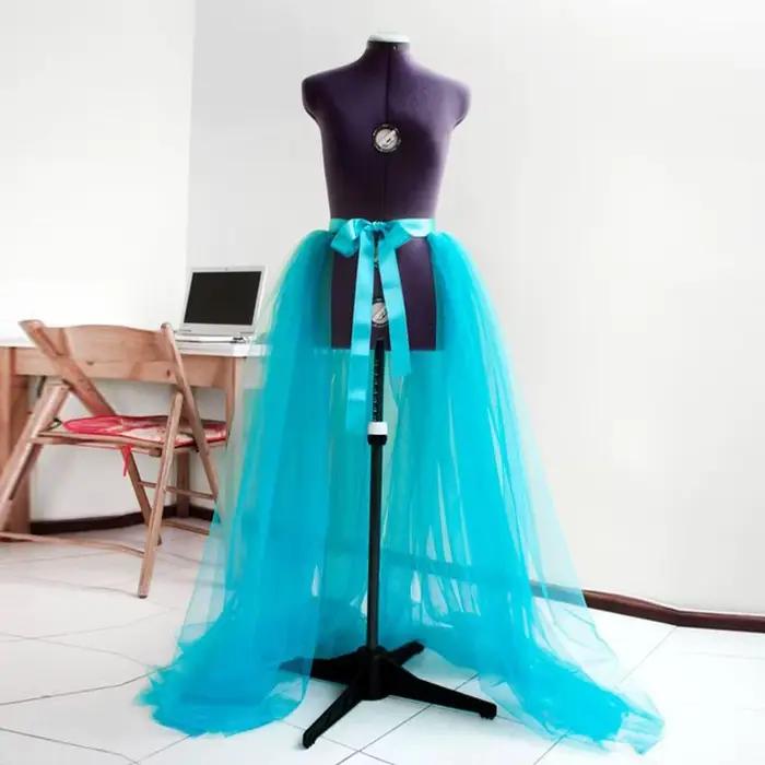 Maxi jupe en tulle 3 couches pour femmes, robes de bal détachables, élégante et féerique pour mariage, soirée déguisée, cocktail, club, cravate, à volants, jupes de train de mariée