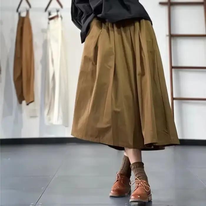 Limiguyue Vitnage a-ligne jupe Midi femmes été littéraire rétro coton