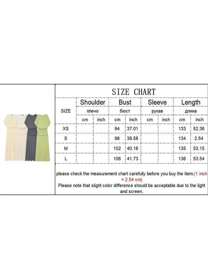 Robe longue plissée à manches courtes pour femme TFMLN, nouvelle mode, taille cintrée, décontractée et élégante, couleur unie