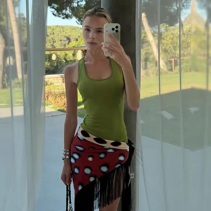 Jupe Courte Vintage à Pois Imprimés pour Femme