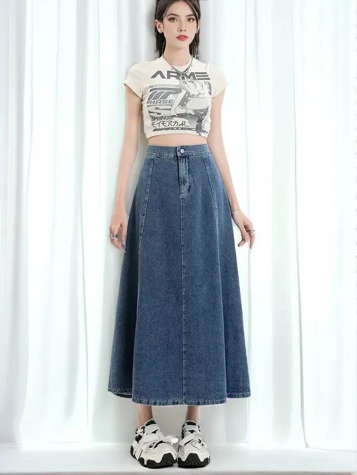 Jupe longue en jean pour femme