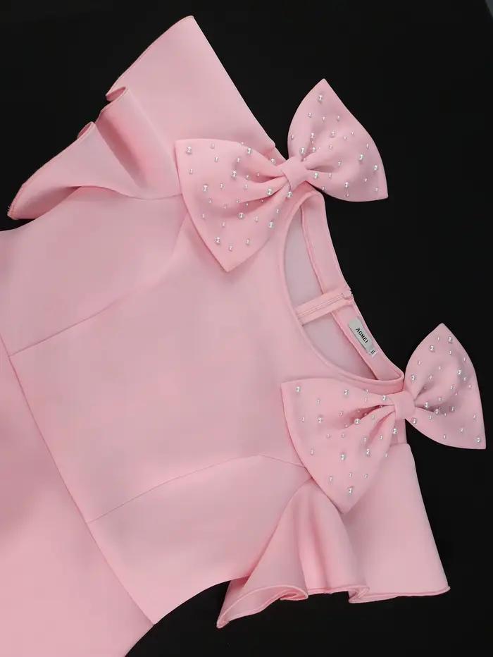 Robe Élégante à Col Rond et Manches Courtes pour Femme, Haut à Volants, Enveloppant la Hanche, Demi-Jupe, Ensemble d'Épissure, Haute Couture, 2024