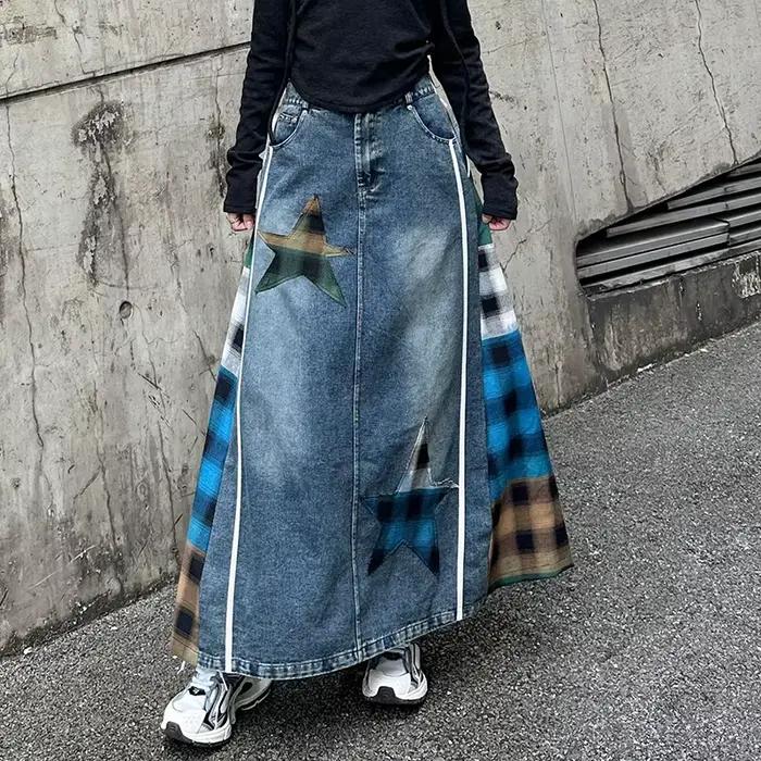 Haute couture Denim jupe femmes élastique taille