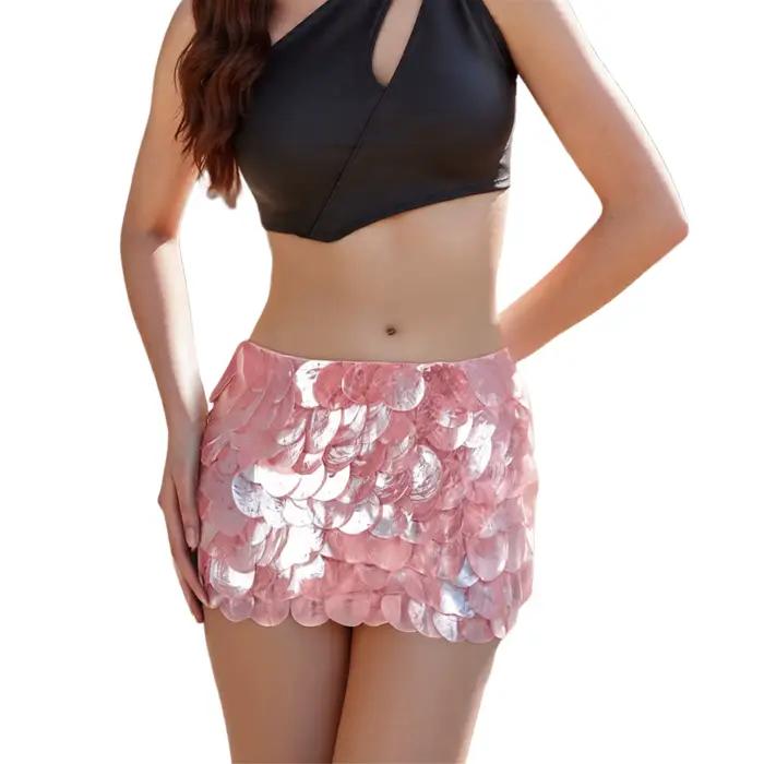 Chic fille fête Rave paillettes Mini jupes femmes Sexy taille basse