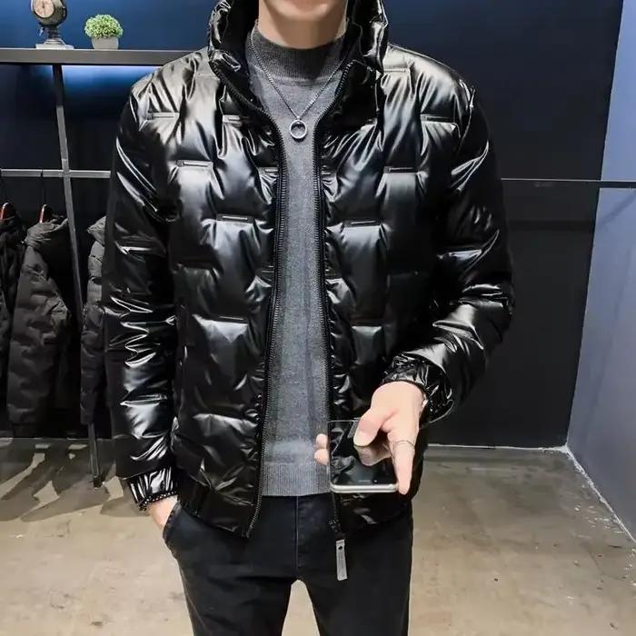 Doudoune brillante pour homme, manteaux rembourrés, Parkas courts à col rembourré, vêtements d'extérieur d'hiver 2021, mode 2025, Promotion extérieure chaude