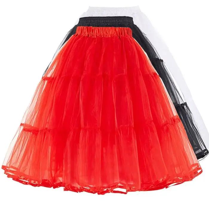 Jupons d'été jupe bouffante en Organza rétro robe Vintage sous-jupes femmes cerceaux grande taille danse Crinoline jupon blanc