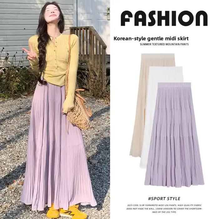 Jupe midi élégante violette à ourlet asymétrique pour femme