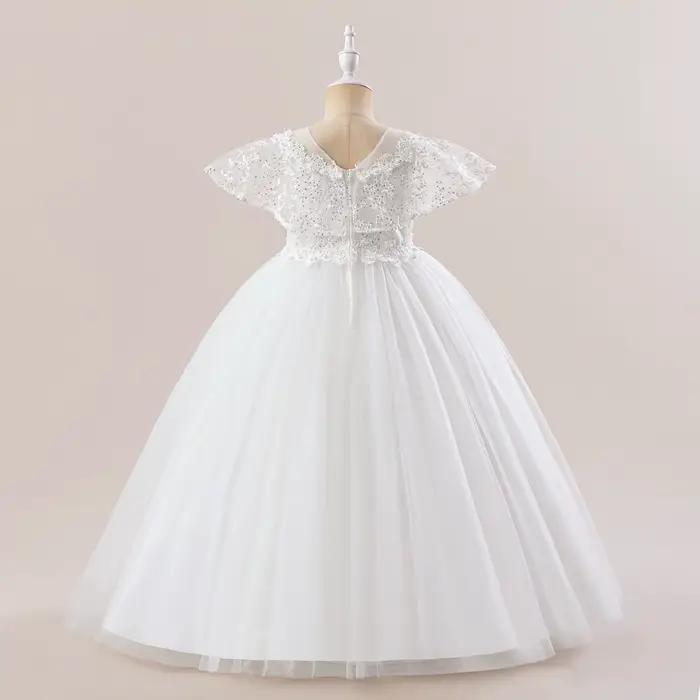 Robes longues de demoiselle d'honneur blanches élégantes pour filles