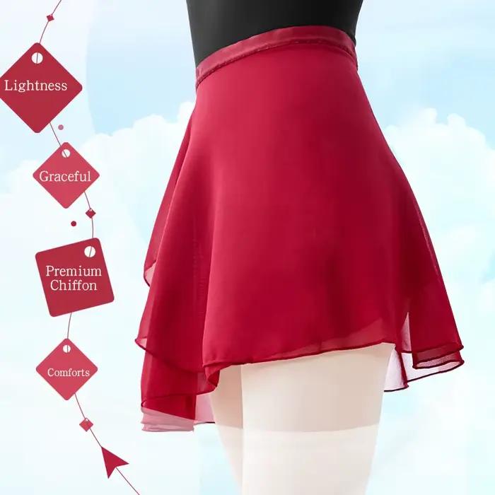 Jupe de ballet pour femmes jupe de danse en mousseline de soie noire jupe portefeuille de danse pour filles jupe semi-opaque jupe de danse jupe de ballerine cravate réglable