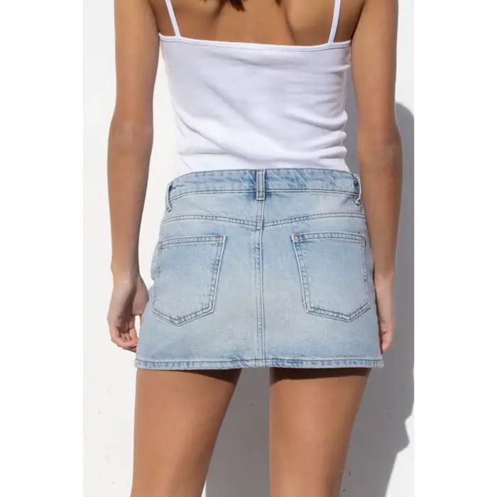 Combhasaki Vintage Jean jupes pour femmes Denim taille basse Stretch moulante