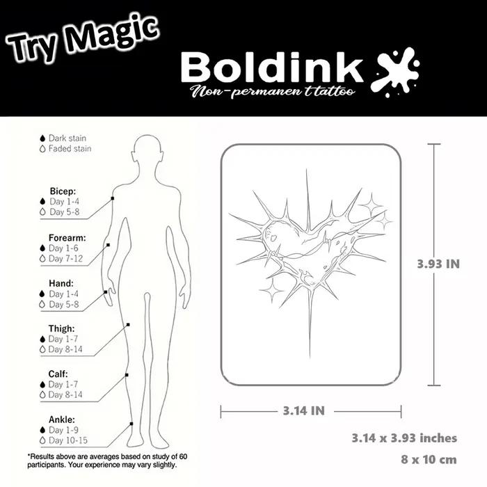 Tatouage temporaire épiné Lov Boldink, dure jusqu'à 15 jours, nouvelle technologie, autocollant semi-permanent magique étanche.