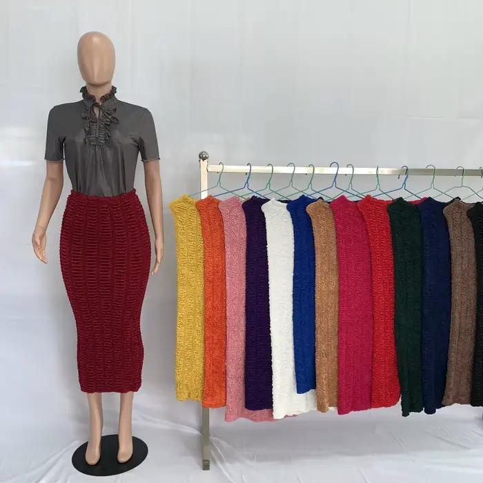 Jupe Crayon Longue en Maille Polyester Élasthanne Taille Unique Style Musulman Occasions Spéciales Polyvalente Couleurs Pastel Comfortable Fit for Everyday Use