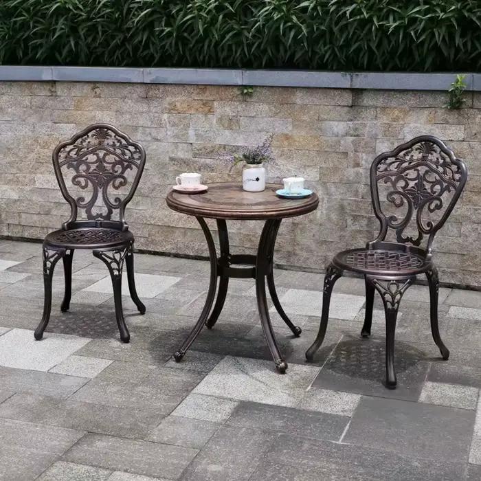 Tables et chaises en aluminium moulé pour l'extérieur, meubles de terrasse d'hôtel, table ronde en métal, cour, jardin