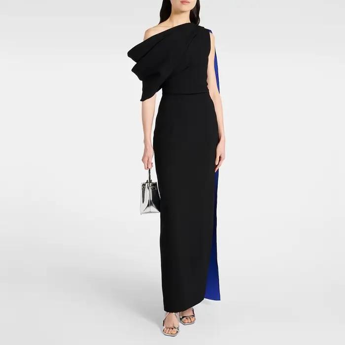 Robes de soirée élégantes pour femmes, asymétrique épaule dénudée, colonne, robes de Cocktail noires, longueur cheville, drapée, Maxi, 2025