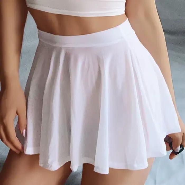 Mini jupe trapèze transparente plissée pour femme