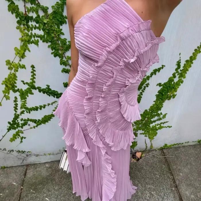 Robe longue asymétrique pour femme avec bretelles
