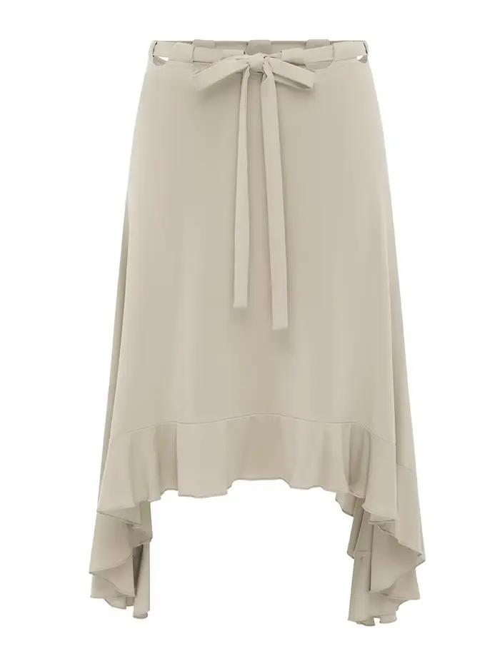 Jupe courte asymétrique à volants et lacets pour femme