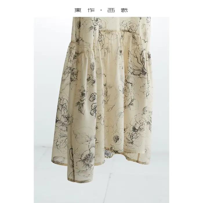 Jupe en soie de mûrier jupe longue à motif floral vêtements d'été pour femmes confortable élégante pour femmes ocassions spéciales