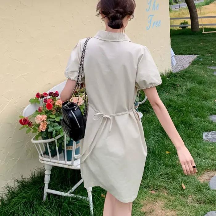 Jupe Polo pour Femme Été 2026 Nouveau Style Simple avec Cordon de Serrage à la Taille Robe Courte Ample