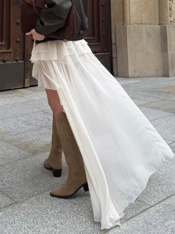 Tossy décontracté jupe irrégulière pour les femmes solide taille haute plis amples transparent mode Y2k jupes tenue
