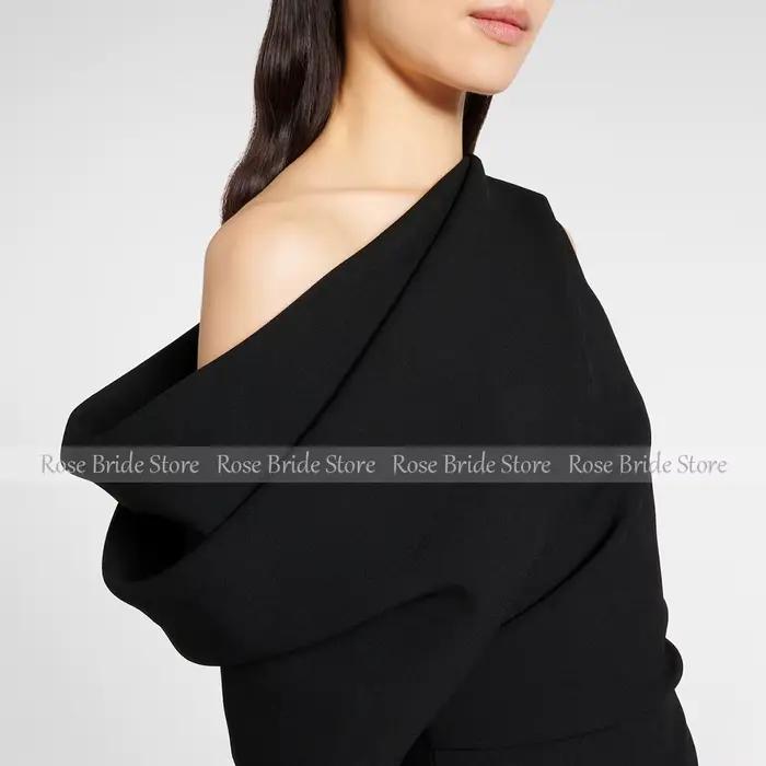 Robes de soirée élégantes pour femmes, asymétrique épaule dénudée, colonne, robes de Cocktail noires, longueur cheville, drapée, Maxi, 2025