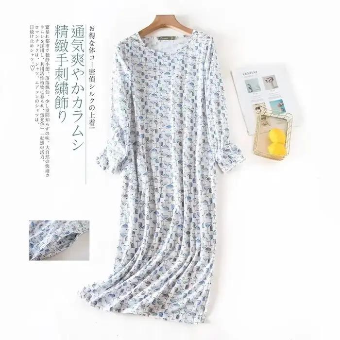 Grande taille Multi couleurs femmes impression chemise de nuit pour printemps et automne à manches longues dames mignon vêtements de nuit longue Style chemise de nuit