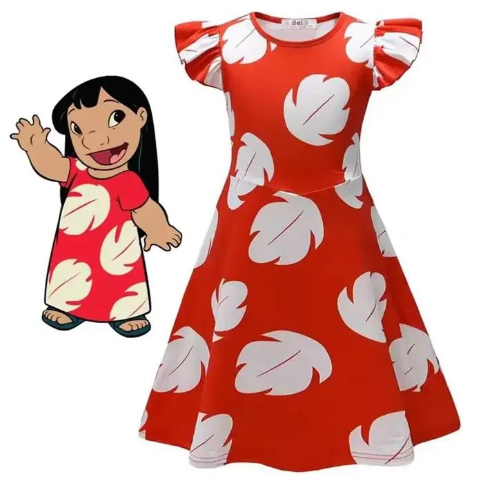 Point dessin animé Lilo filles LILO filles jupe manches volantes robe fils fille robes décontractées Halloween Cosplay jupe