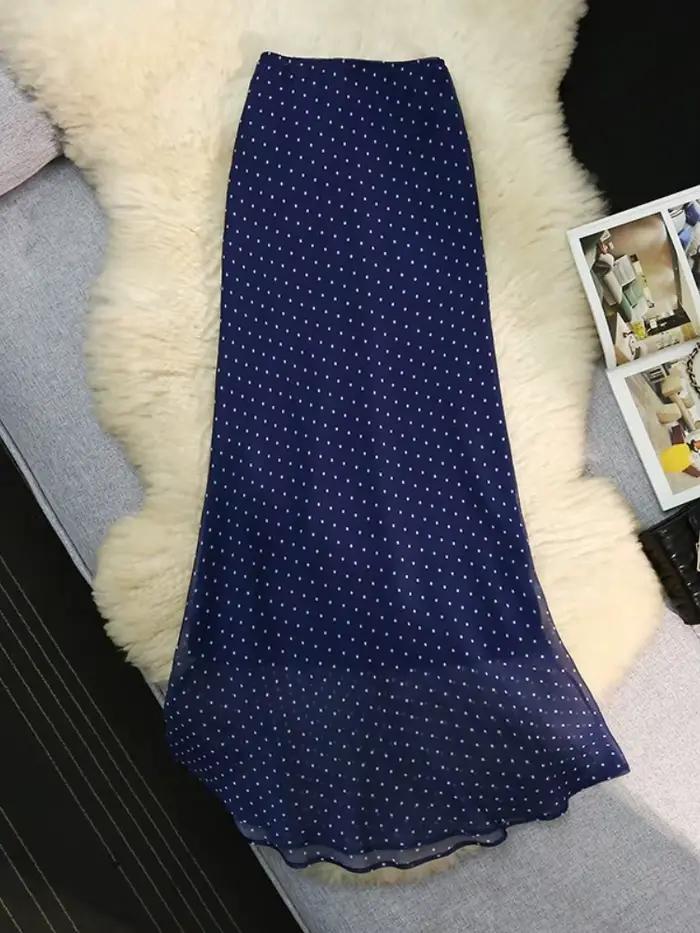 Jupe longue Seoulish à pois imprimés pour femme