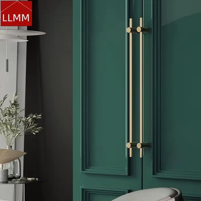 Poignée en laiton massif pur pour garde-robe, meubles longs Foy, moderne, simple, doré, léger, luxe, intégré, armoire, longue poignée