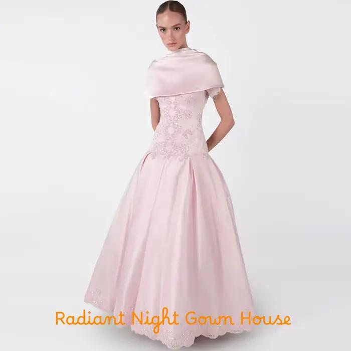 Robe de soirée simple en satin à col en V, avec appliques en dentelle et paillettes, robes de célébrités personnalisées, manches courtes, robe pour occasions spéciales