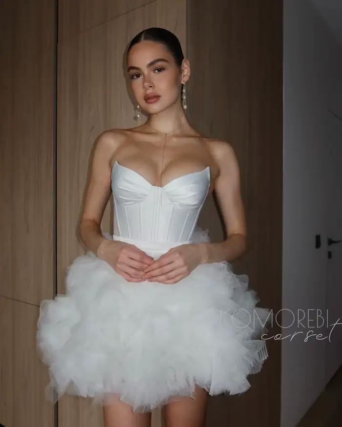 Mini-jupe superposée en tulle blanc – Jupe courte de fête d'été