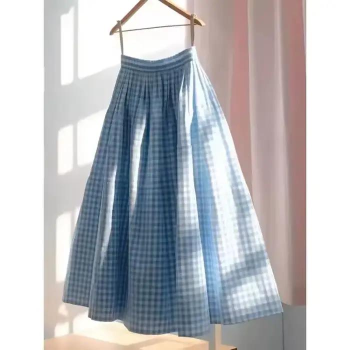 Jupe midi évasée rétro taille haute pour femme